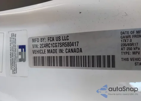 2025 Chrysler Voyager Lx из США, поврежденный, VIN 2C4RC1CG7SR580417